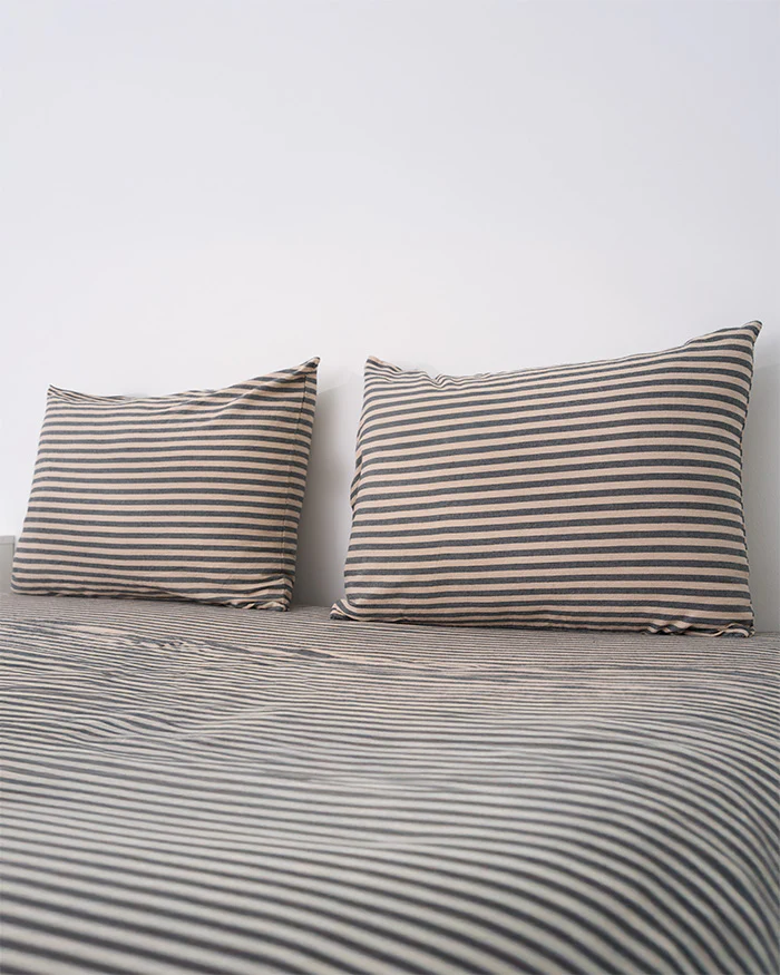 Classic Micro Twill Stripe Melange Pillowcase Set Steel Grey - Image 6