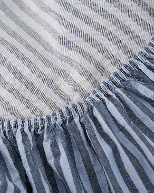 Classic Micro Twill Stripe Melange Sheet Set Indigo - Image 12