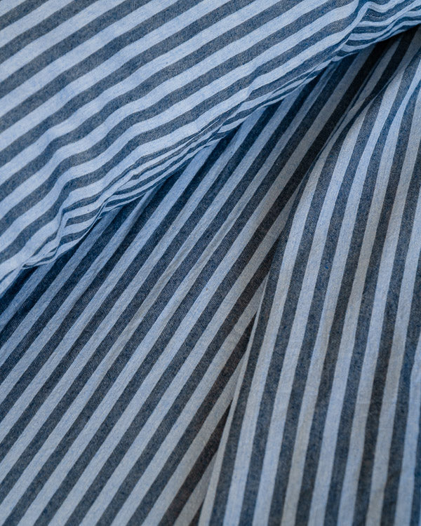Classic Micro Twill Stripe Melange Sheet Set Indigo - Image 7