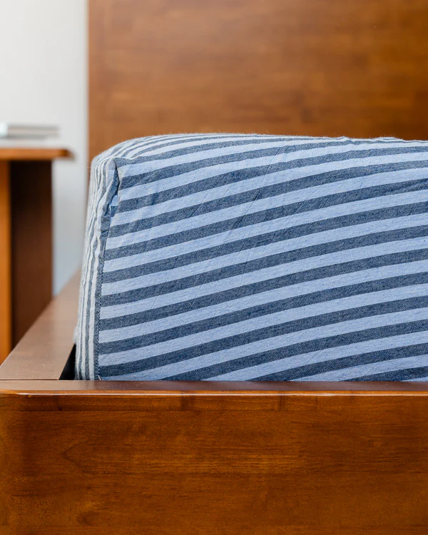 Classic Micro Twill Stripe Melange Sheet Set Indigo - Image 8
