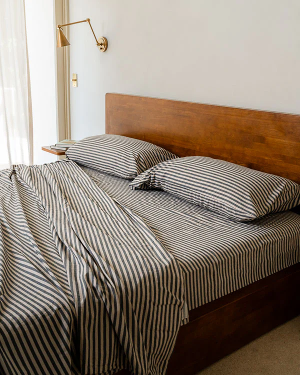 Classic Micro Twill Stripe Melange Sheet Set Steel Grey - Image 10
