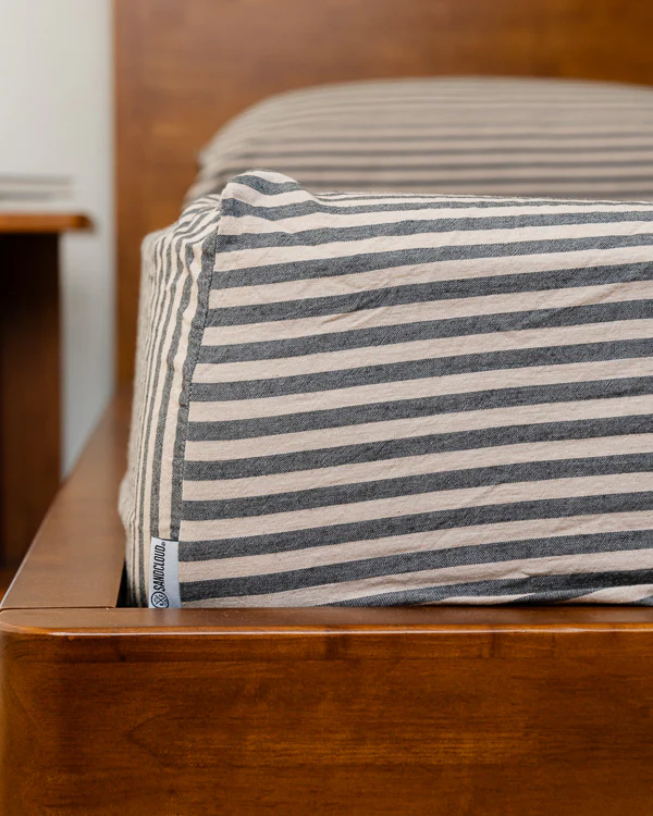 Classic Micro Twill Stripe Melange Sheet Set Steel Grey - Image 8
