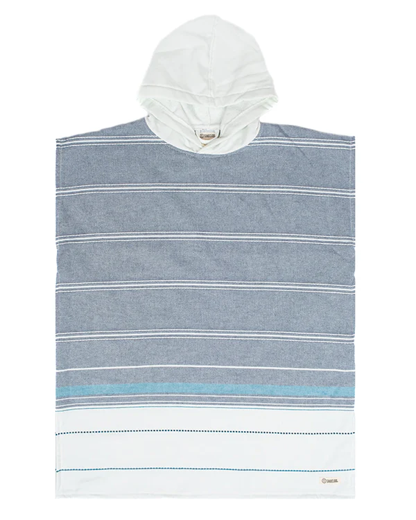 Colorblock Stripe Hooded Poncho Youth - Blue - Image 2