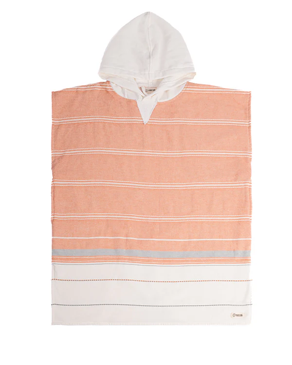 Colorblock Stripe Hooded Poncho Youth - Orange - Image 2