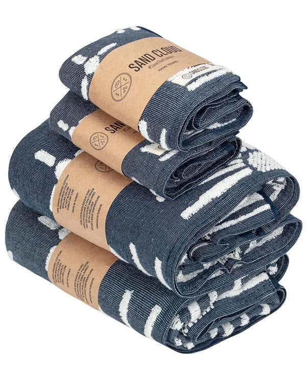 Eden Bath Towel - 4 Mixed- Navy - Image 2