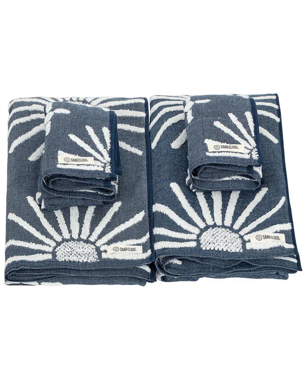 Eden Bath Towel - 4 Mixed- Navy - Image 4