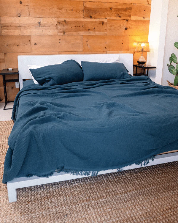 Lara Dark Denim - Muslin Blanket - King