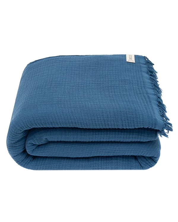Lara Dark Denim - Muslin Blanket - King - Image 10