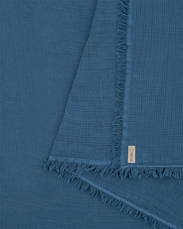 Lara Dark Denim - Muslin Blanket - King - Image 5