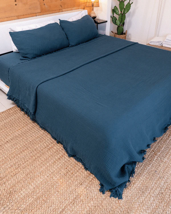 Lara Dark Denim - Muslin Blanket - King - Image 8
