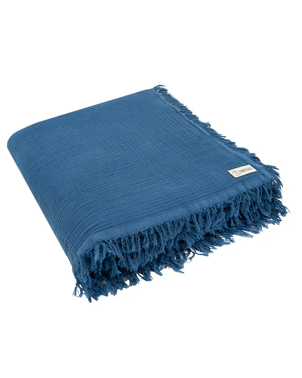 Lara Dark Denim - Muslin Blanket - King - Image 9