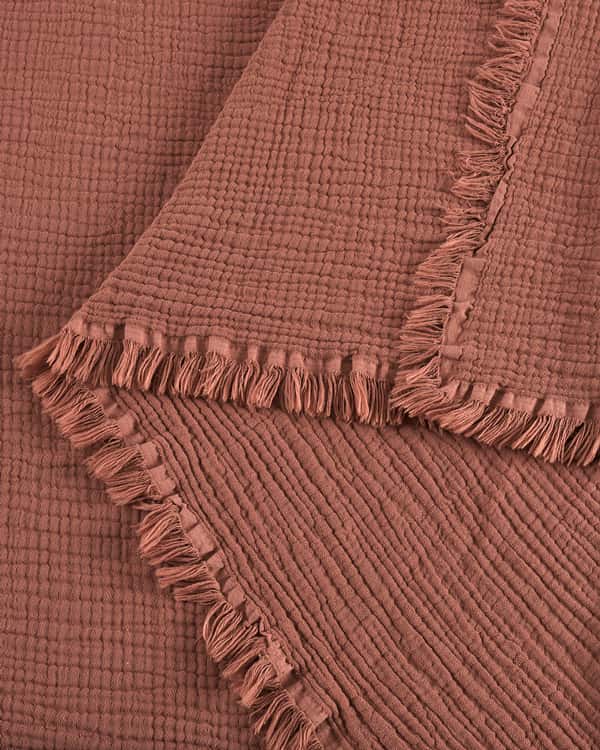Lara Terracotta - Muslin Blanket - Queen - Image 4