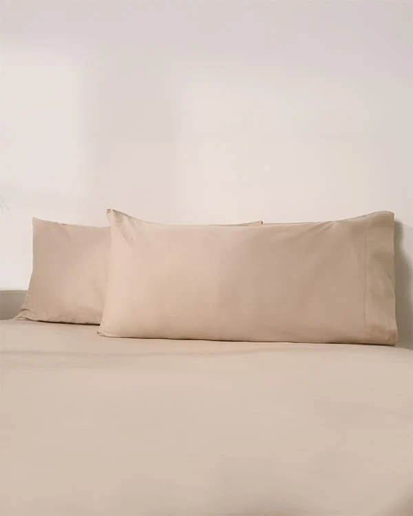 Luxe Sateen Pillowcase Set Beige - Image 6