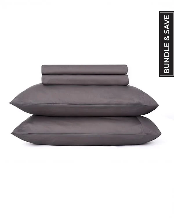 Luxe Sateen Sheet Set Steel Grey