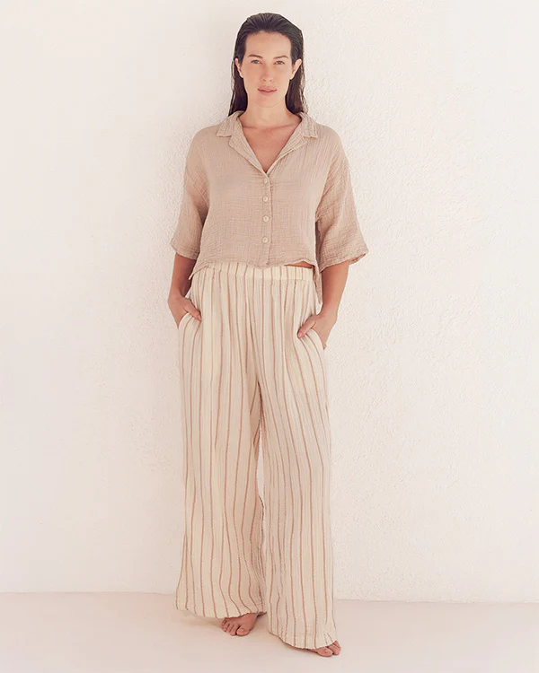 Sagar Gauze Crop Shirt - Pant Set