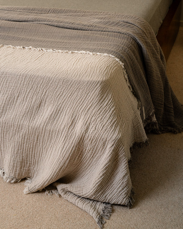 Senna Melange Muslin Blanket - Beige - King - Image 3
