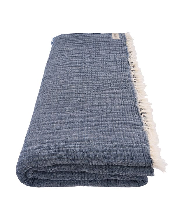 Senna Melange Muslin Blanket Indigo - King - Image 8