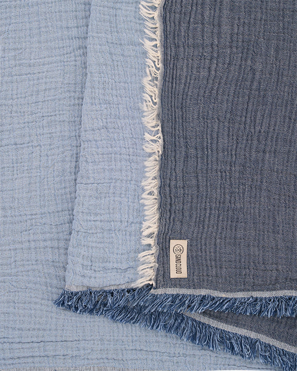 Senna Melange Muslin Blanket Indigo - Queen - Image 5