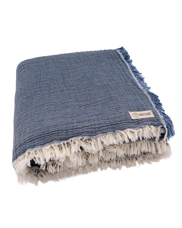 Senna Melange Muslin Blanket Indigo - Queen - Image 6