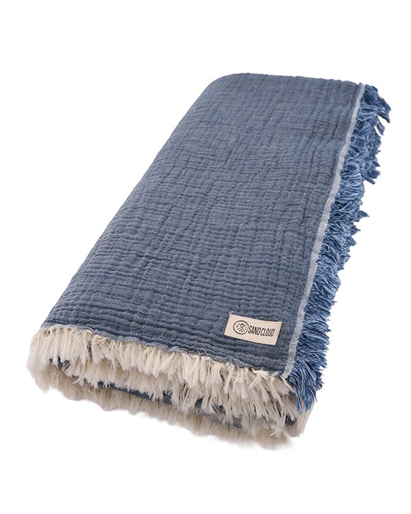 Senna Melange Muslin Blanket Indigo - Queen - Image 9