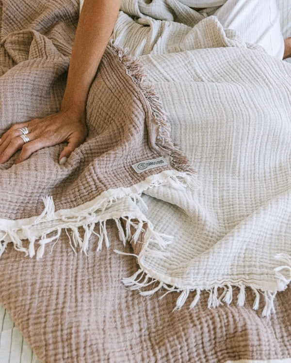 Senna Taupe - Muslin Blanket - Queen - Image 3