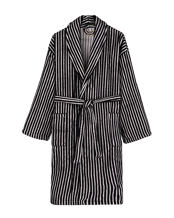 Stripe Dot Robe - Black